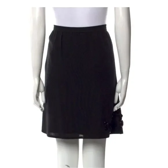 Moschino Black Wool A-Line Embellished Skirt Womens M - Picture 3 of 8